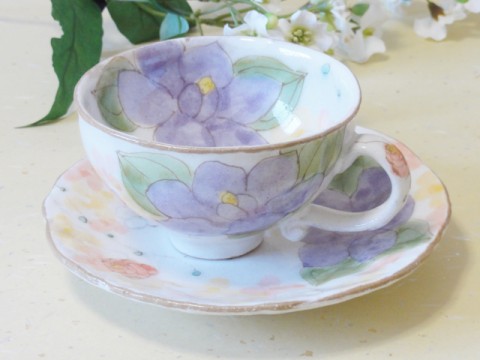 帯広通販夢雑貨MOMO･もも･モモ 松本陶器ゆずりは花さやかカップ&ソーサー2-2