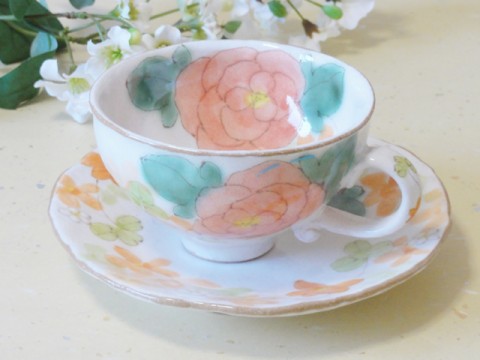 帯広通販夢雑貨MOMO･もも･モモ 松本陶器ゆずりは花さやかカップ&ソーサー3-2